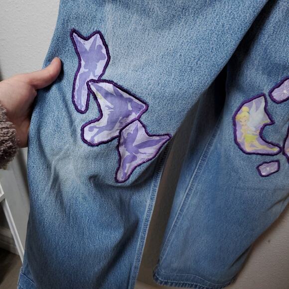 Vintage KEY Waist 32 Disney Tinkerbell Tinker Peterpan Denim Jeam Overalls - Picture 6 of 12
